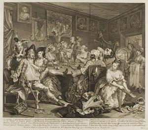 William Hogarth - Platte drei, aus A Rake's Progress - (Kunst auf Leinwand)